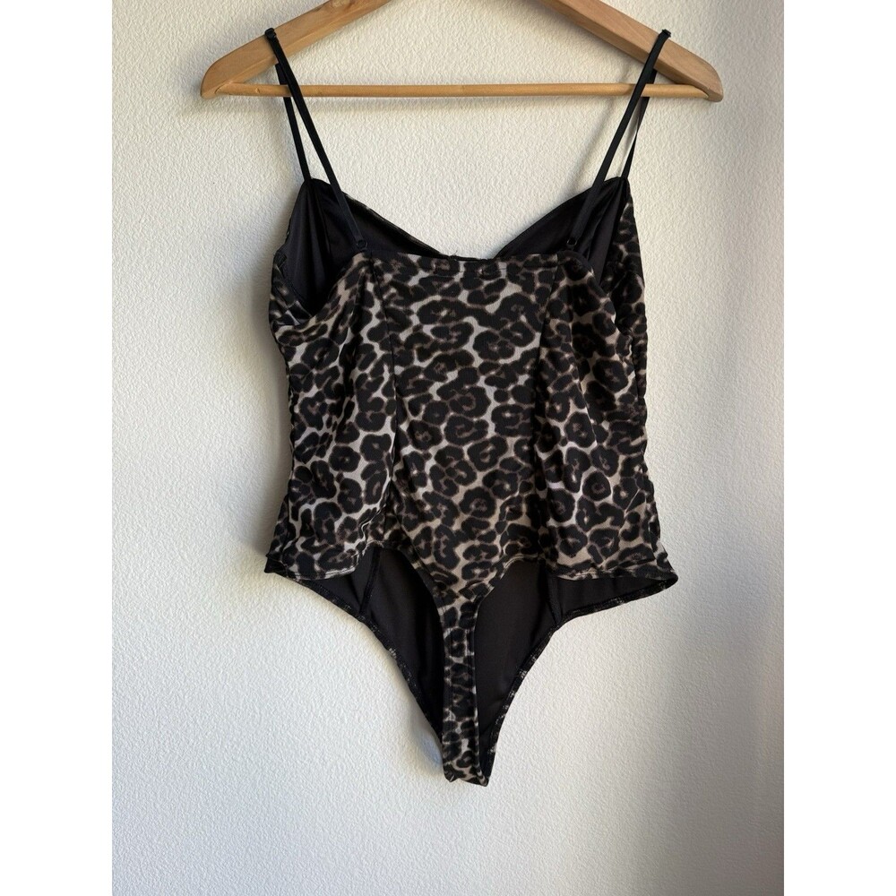 AFRM Womens Leopard Cami Style Bodysuit Bustier Size Large Adjustable Straps - Picture 7 of 14